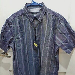 NWT Hart Schaffner Marx Short Sleeve Striped Casual Dress Shirt - Size L
